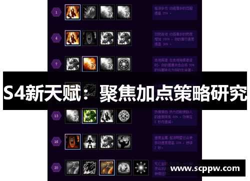 S4新天赋：聚焦加点策略研究